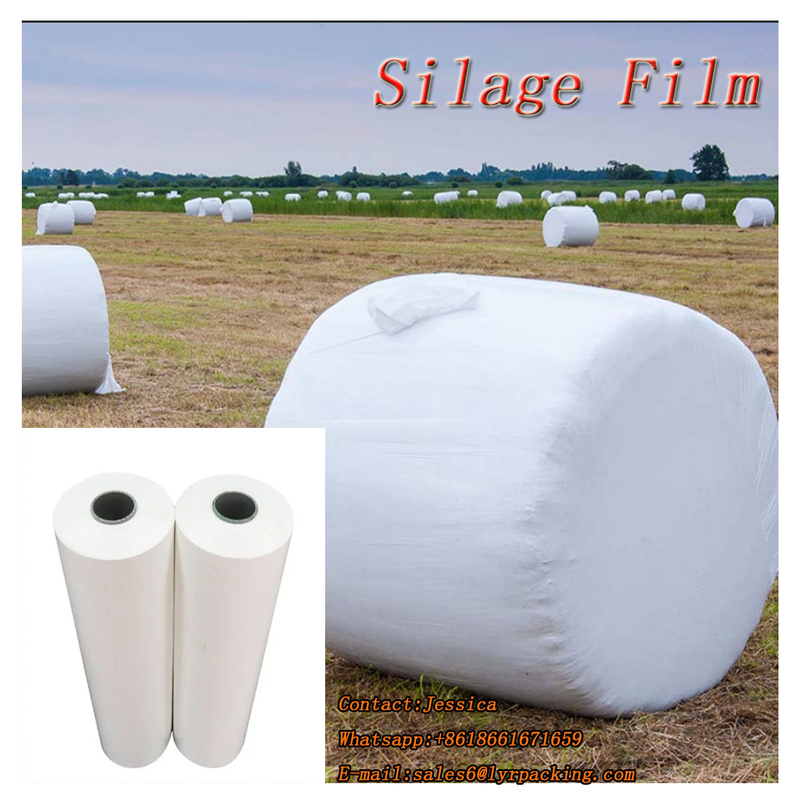 白いサイレージ ストレッチ フィルム 500mm 750mm オーストラリア高紫外線農業サイレージのプラスチック包装 